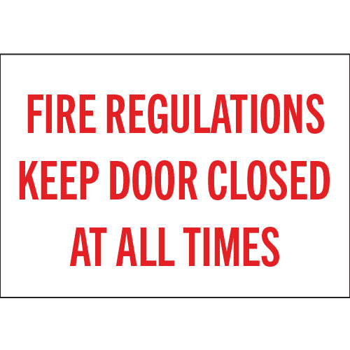 Red fire safety sign: Keep door closed at all times