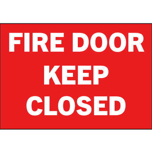 Red and white Fire Door Keep Closed safety sign