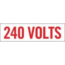 Red '240 Volts' label on a white background