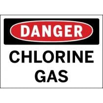 Danger sign warning of chlorine gas on a white background