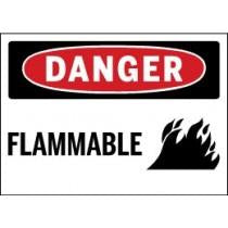 Danger flammable sign with flame symbol