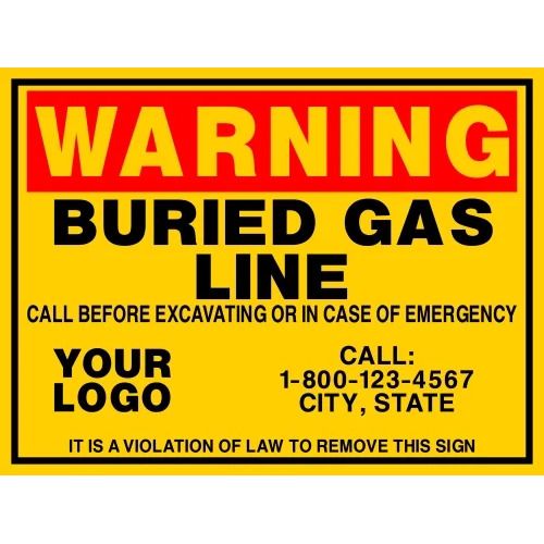 Warning Buried Gas Line Sign