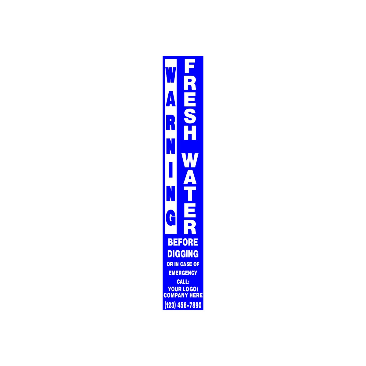 Warning fresh water Pipeline marker Decal