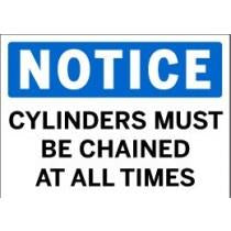 Notice - Cylinders Must Be Chained at All Times