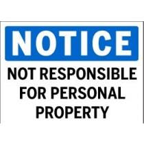 Notice - Not Responsible For Personal Property