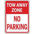 Tow away zone no parking sign with red border