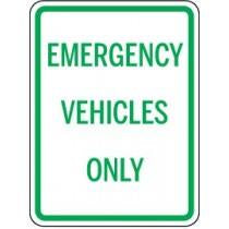 Sign with 'Emergency Vehicles Only' text on a white background