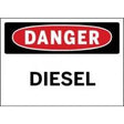 Danger Diesel sign with red border and white text on a white background
