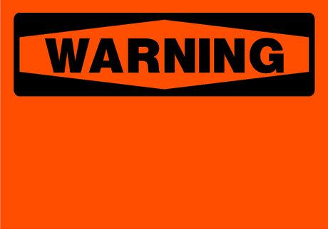 Black 'WARNING' sign on an orange background