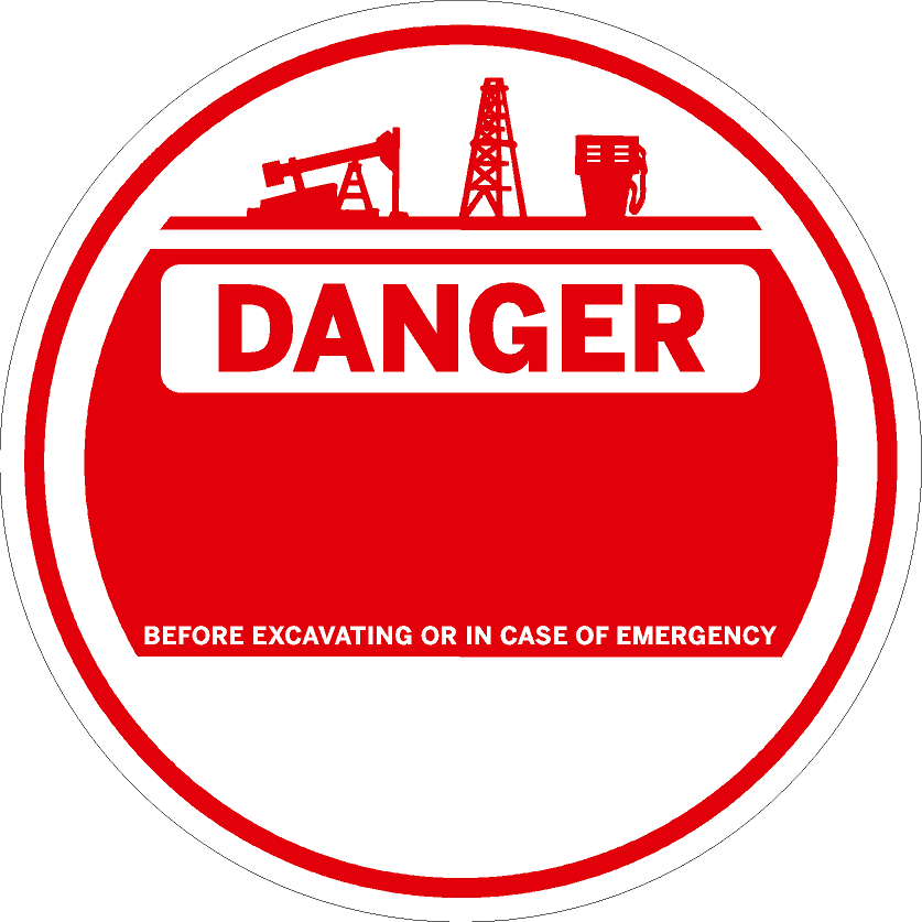 11.625 Custom Round Pipeline Markers- DANGER