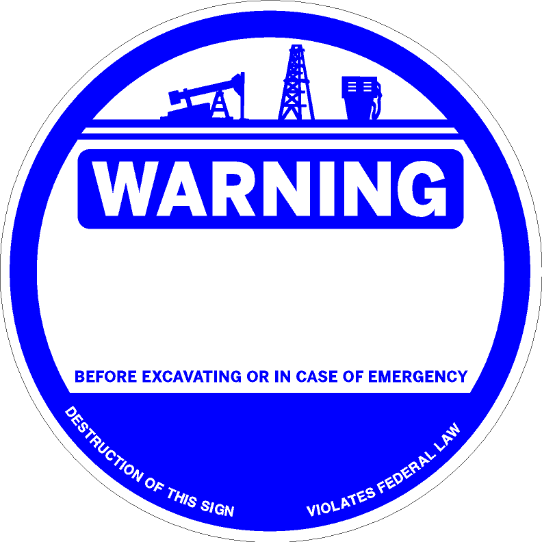 11.625 Custom Round Pipeline Markers - WARNING WATER