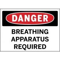 Danger sign with text 'Breathing Apparatus Required' on a white background