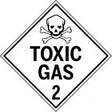 Diamond-shaped sign with 'TOXIC GAS 2' text and skull and crossbones symbol.