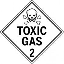 Diamond-shaped sign with 'TOXIC GAS 2' text and skull and crossbones symbol.