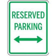 Reserved parking sign with arrows on a white background