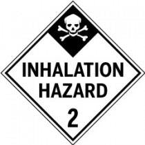 Inhalation hazard warning sign with skull and crossbones symbol
