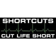 Stylized EKG with text 'Shortcuts Cut Life Short' on a black background