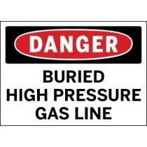 Dangerous sign warning about buried high pressure gas line