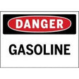 Danger gasoline sign with red border and black text on a white background