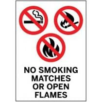 No smoking, no matches, no open flames safety sign