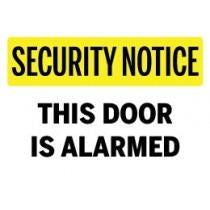 Alarm warning sign for secure doors