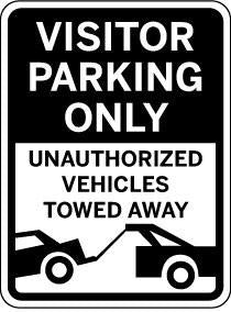 Visitor parking only sign with tow-away warning