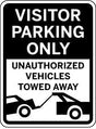 Visitor parking only sign with tow-away warning