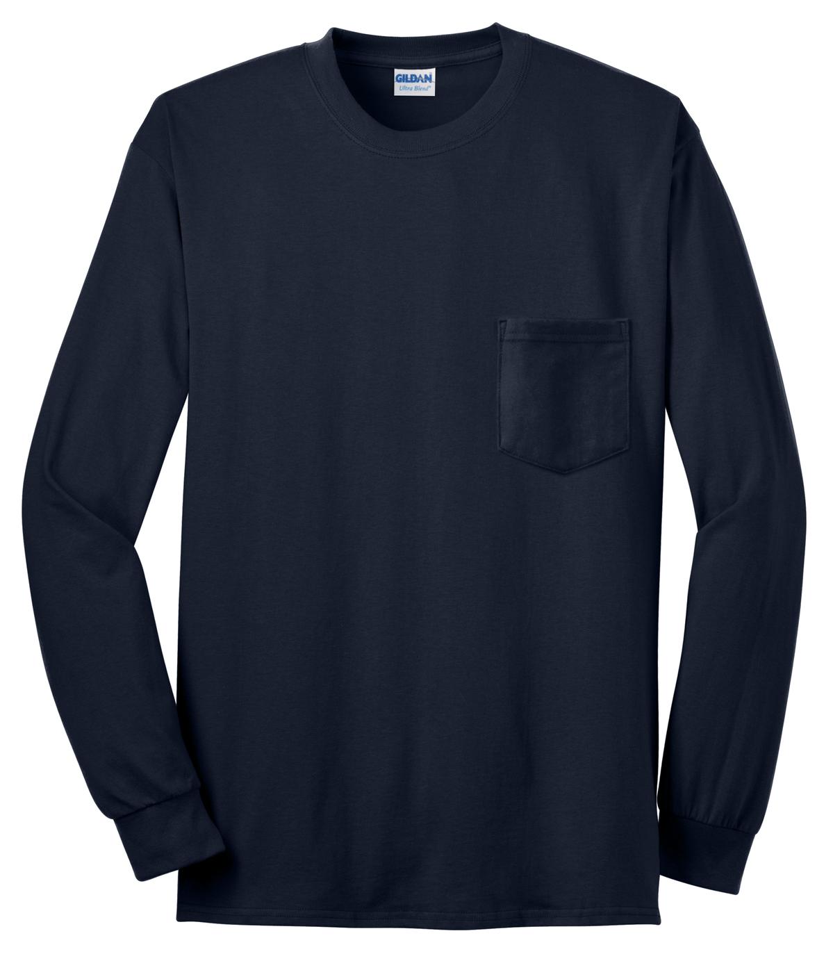 Gildan Ultra Cotton 100% US Cotton Long Sleeve T-Shirt with Pocket 2410