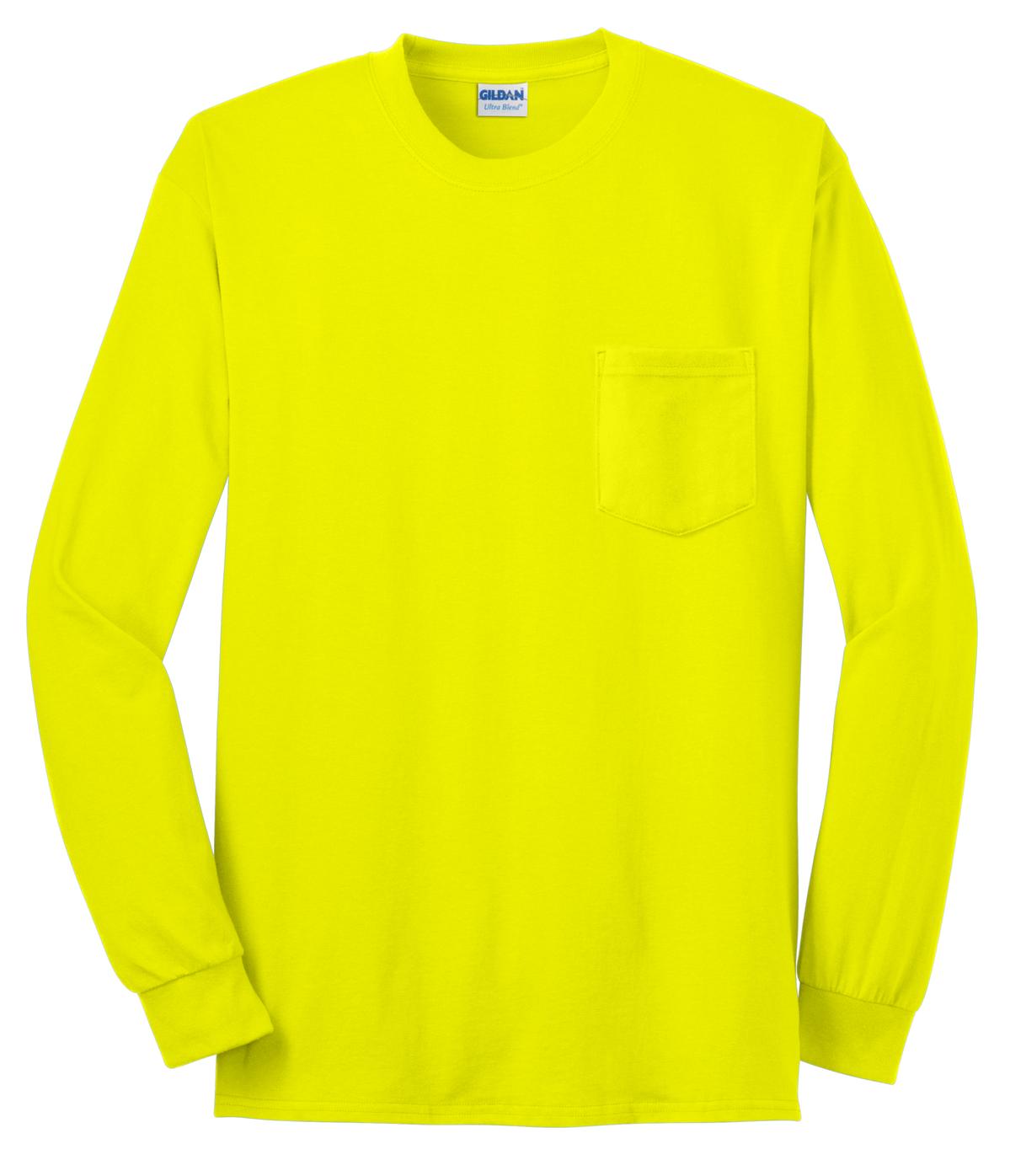 Gildan Ultra Cotton 100% US Cotton Long Sleeve T-Shirt with Pocket 2410