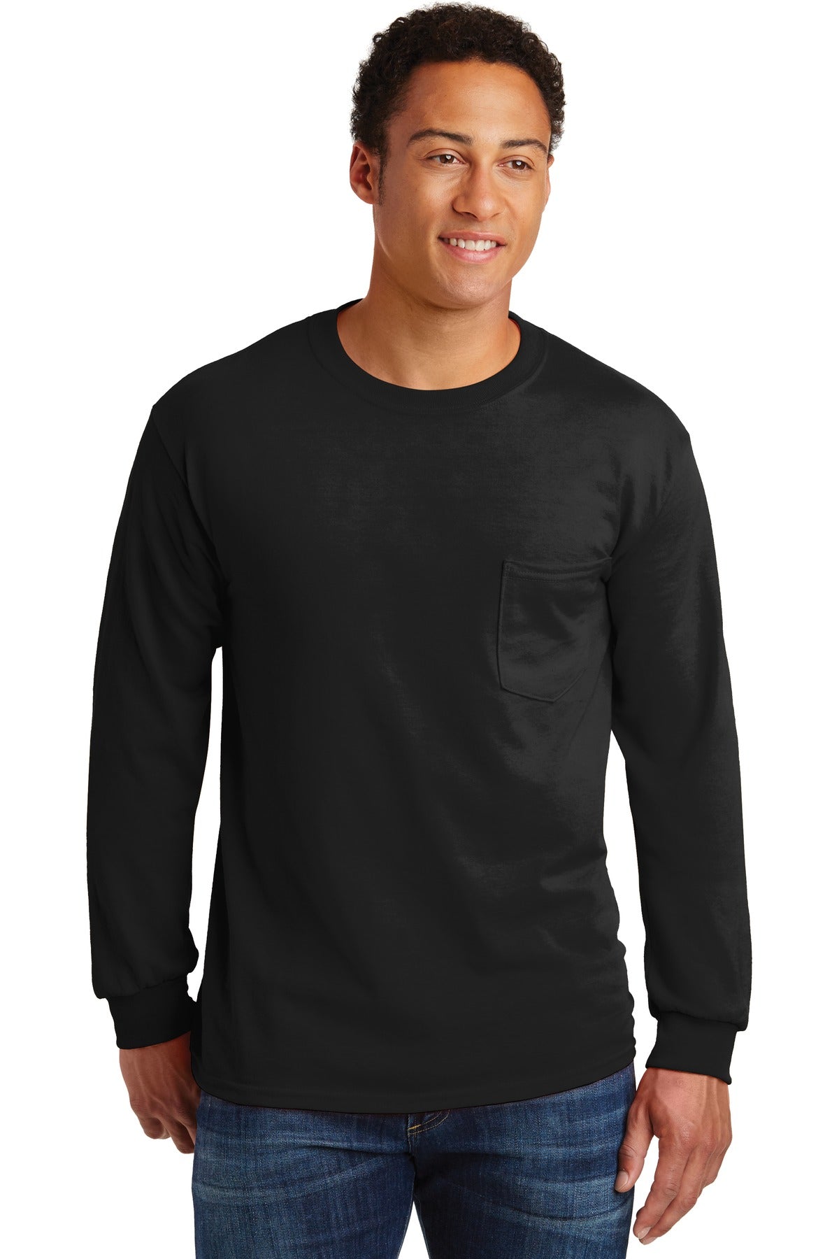 Gildan Ultra Cotton 100% US Cotton Long Sleeve T-Shirt with Pocket 2410