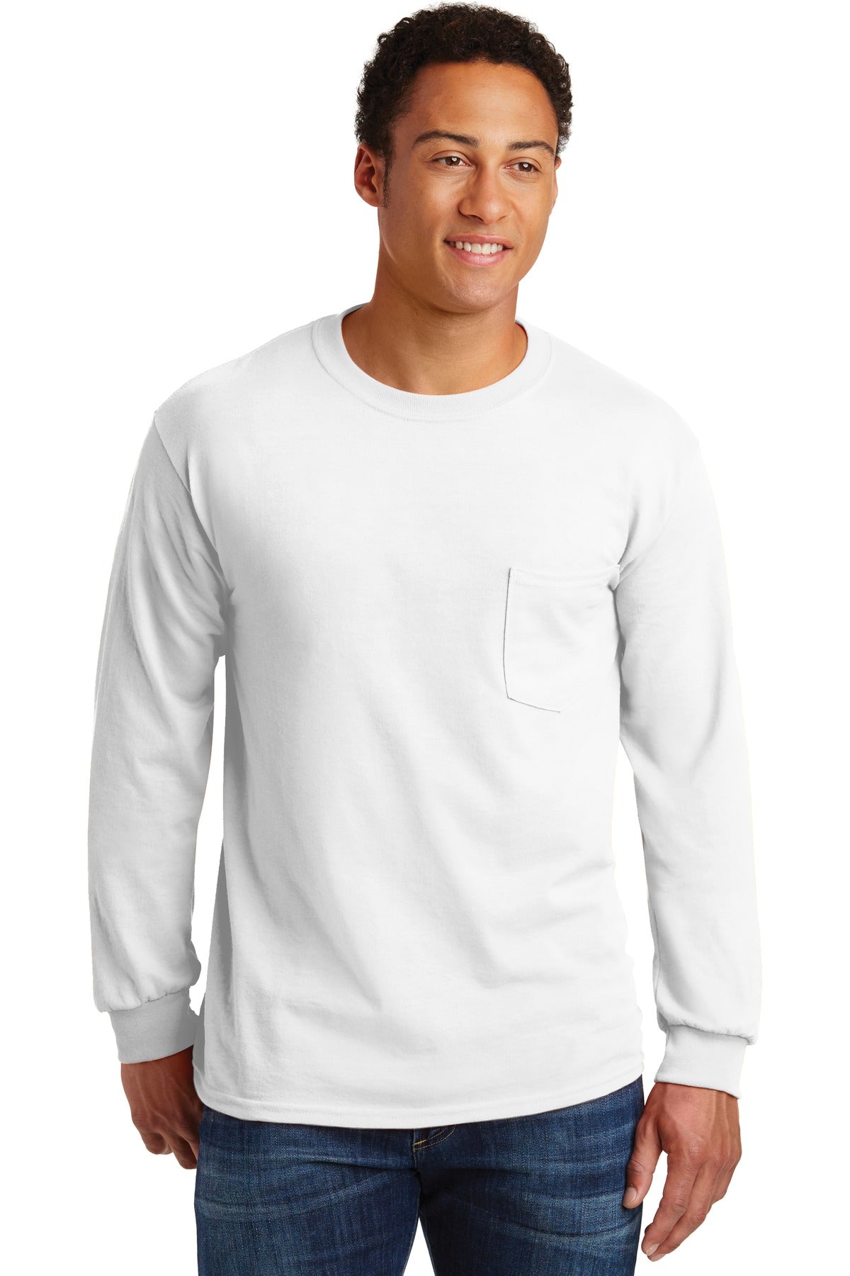 Gildan Ultra Cotton 100% US Cotton Long Sleeve T-Shirt with Pocket 2410