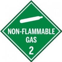 Non-flammable gas 2 sign with green border and white text