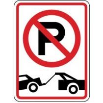 No parking sign with a red circle and line over a white background