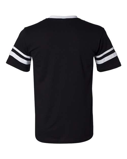 V-Neck Jersey with Striped Sleeves