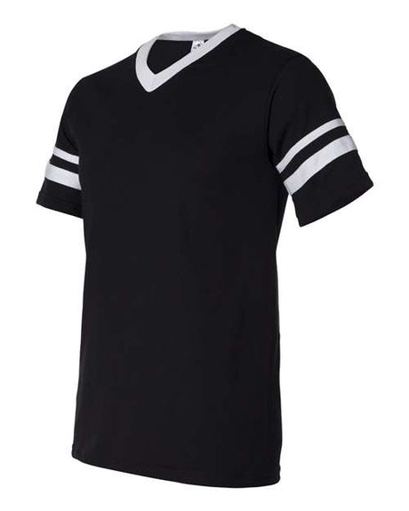 V-Neck Jersey with Striped Sleeves