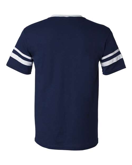 V-Neck Jersey with Striped Sleeves