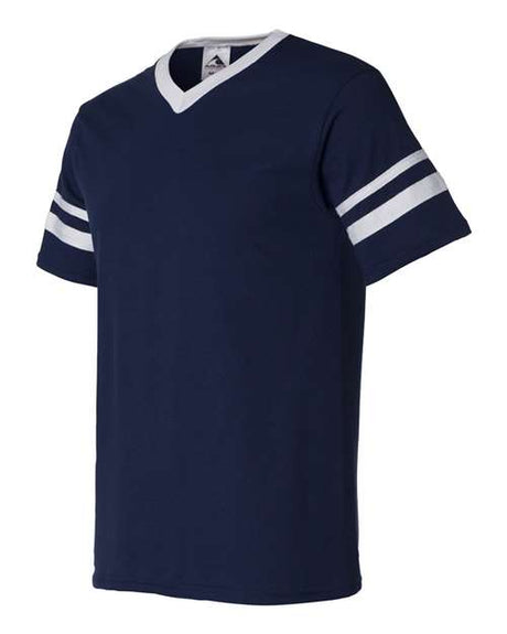 V-Neck Jersey with Striped Sleeves