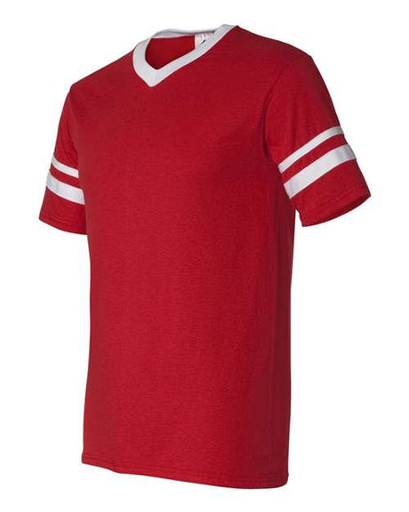 V-Neck Jersey with Striped Sleeves
