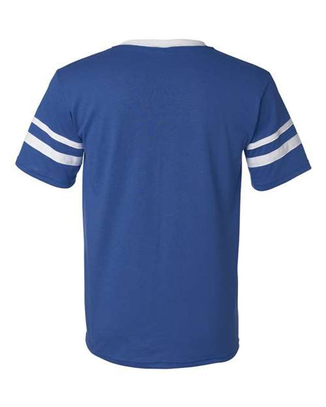 V-Neck Jersey with Striped Sleeves