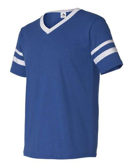V-Neck Jersey with Striped Sleeves
