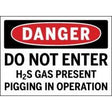 safety sign that reads 'Do not enter H2S gas present piggin in operation'