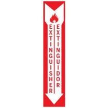 Red and white fire extinguisher text-only vertical safety sign