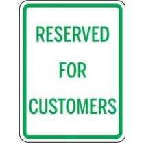 Sign with 'Reserved for Customers' text on a white background