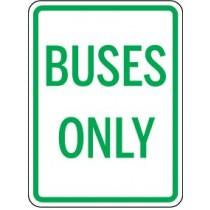 Sign with 'Buses Only' text on a white background