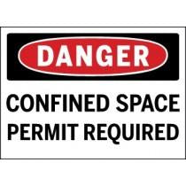 Danger sign indicating a confined space requires a permit