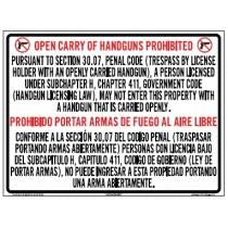 Prohibition sign for open carry of handguns on a white background