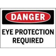 Safety sign with 'Danger: Eye Protection Required' text on a white background