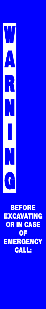 Custom Warning Blue Pipeline Marker Decal