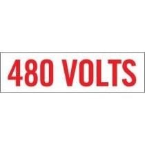 Red '480 Volts' text on a white background