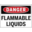 Danger flammable liquids sign with red border and black text on a white background